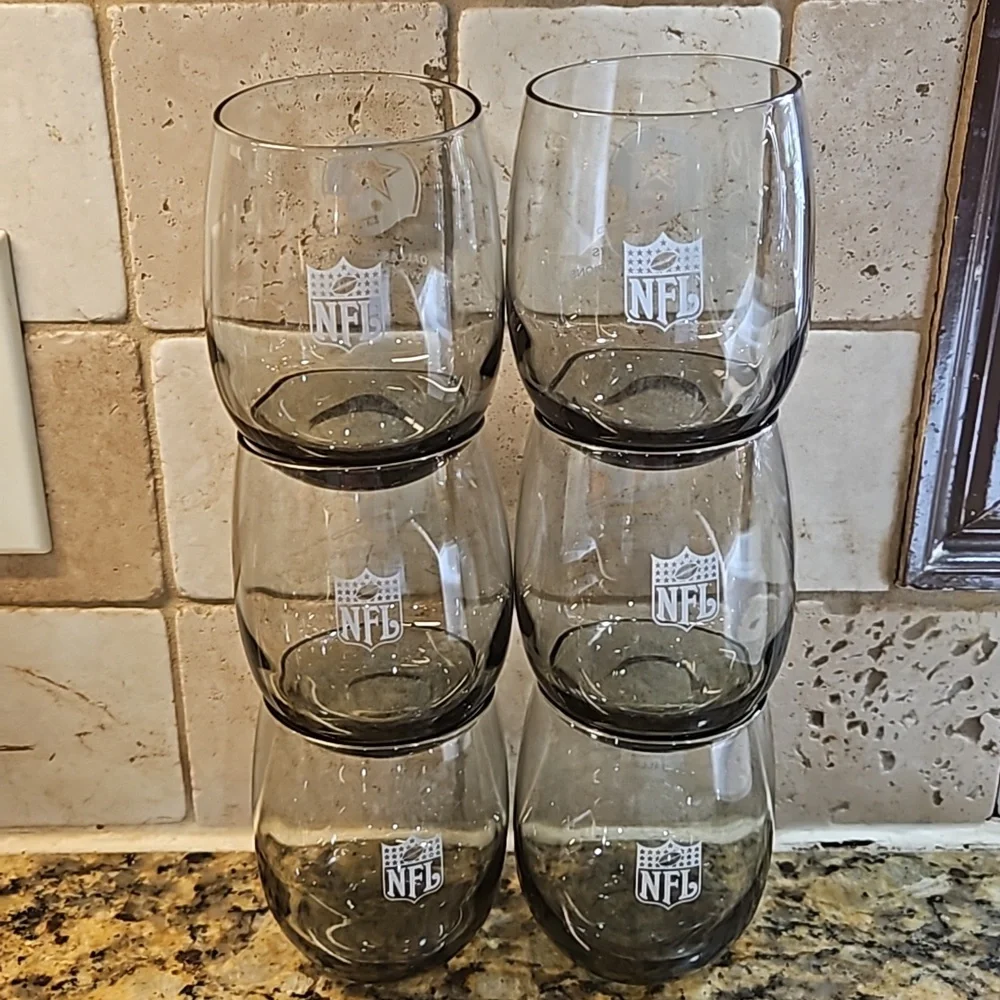 NFL‎ DALLAS COWBOYS VINTAGE 1972 CHAMPIONSHIP NFL WINE STEMS BAR GLASSES SET 6